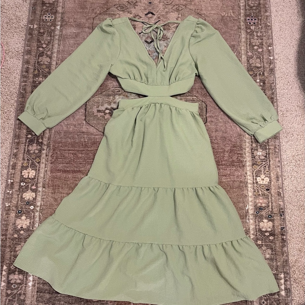 Sage Green Long Sleeve Dress